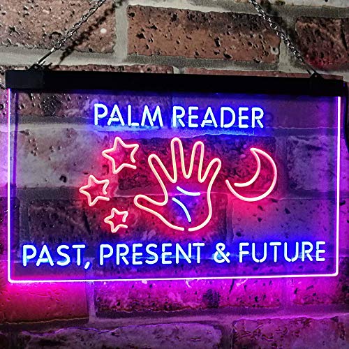 Psychic Fortune Teller Palm Reader Dual LED Neon Light Sign